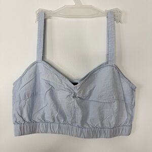 Samantha Pleet Crop Top Bralette Bra Tank Blue Chambray Sz XS